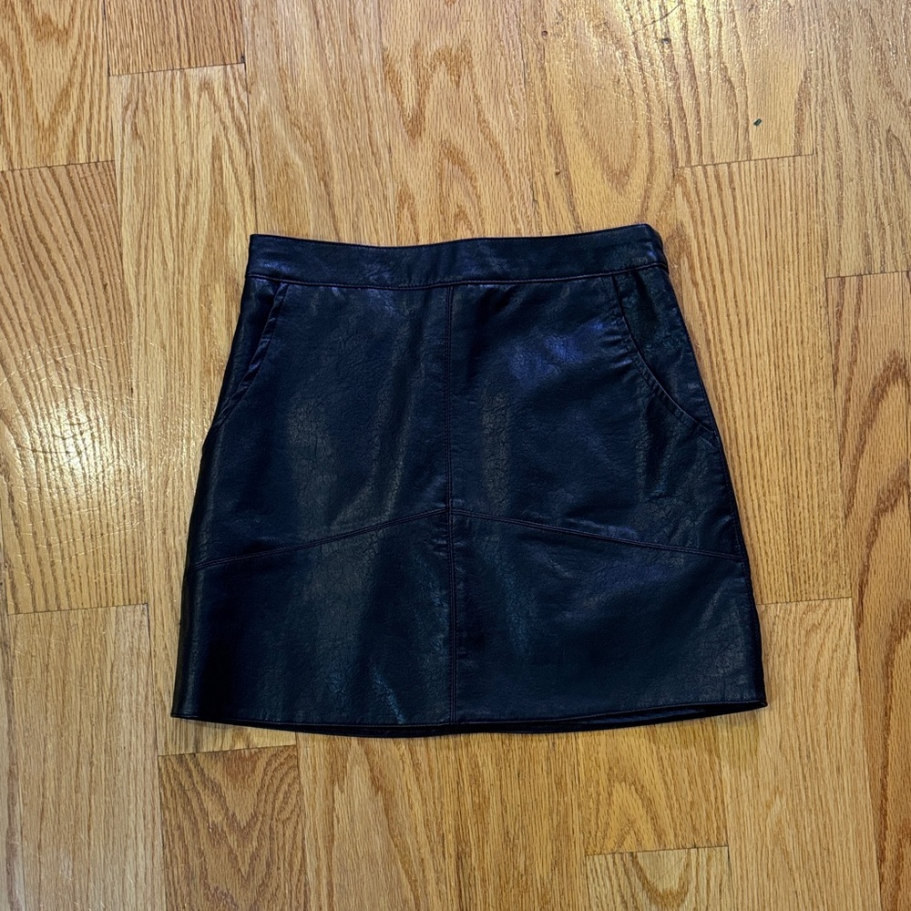 Lulu's Black Faux Leather Mini Skirt